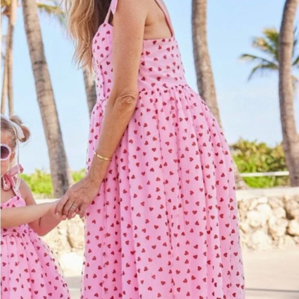 Lola + The Boys Pink Heart Midi Dress
